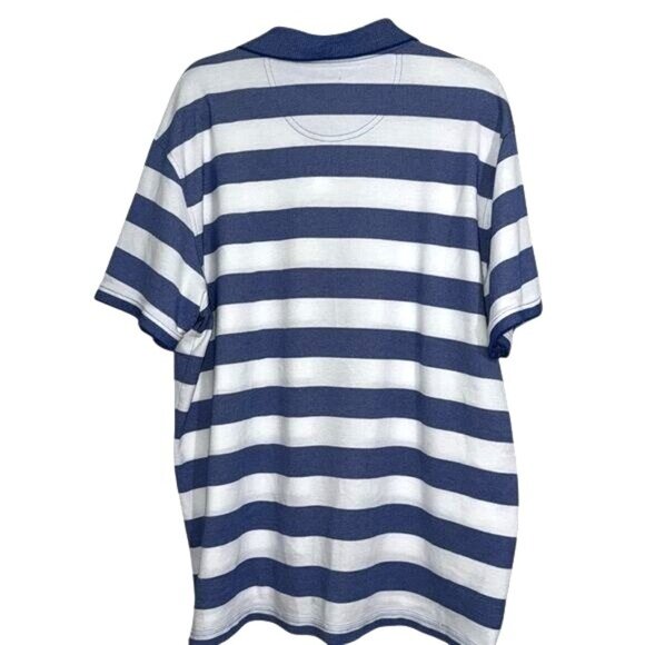 Izod Advantage Performance Natural Stretch Polo Shirt XXL Blue & White Striped - Picture 6 of 7